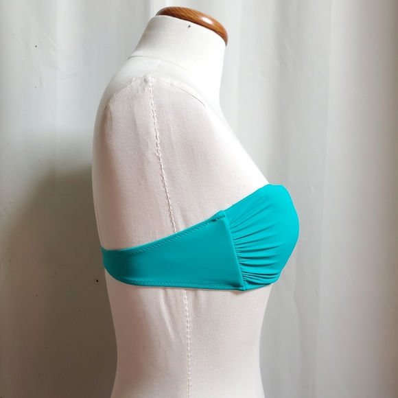 Brand NEW Victoria's Secret swim bandeau bikini top in turquoise w/ straps - Picture 4 of 10